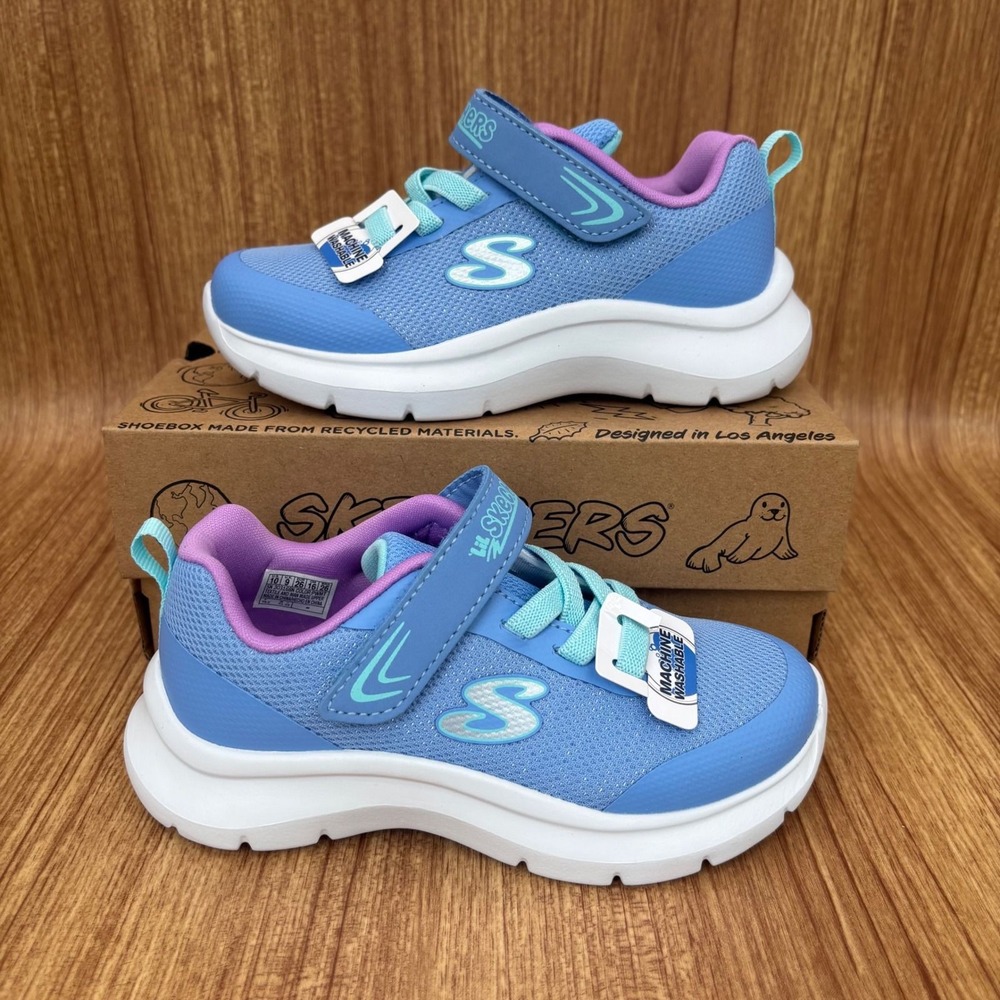 NEW Skechers Playful Wishin Toddler 10 Blue Machine Washable Sneakers 303168N